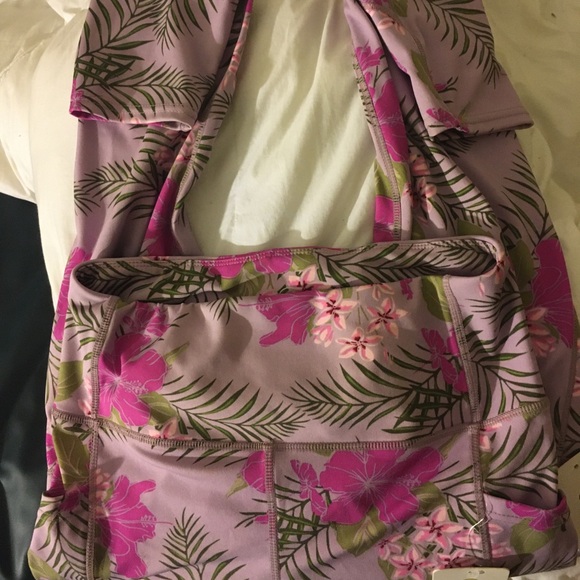 Nwt Body Glove tropical floral lavender pants yoga pants size large - Picture 1 of 4